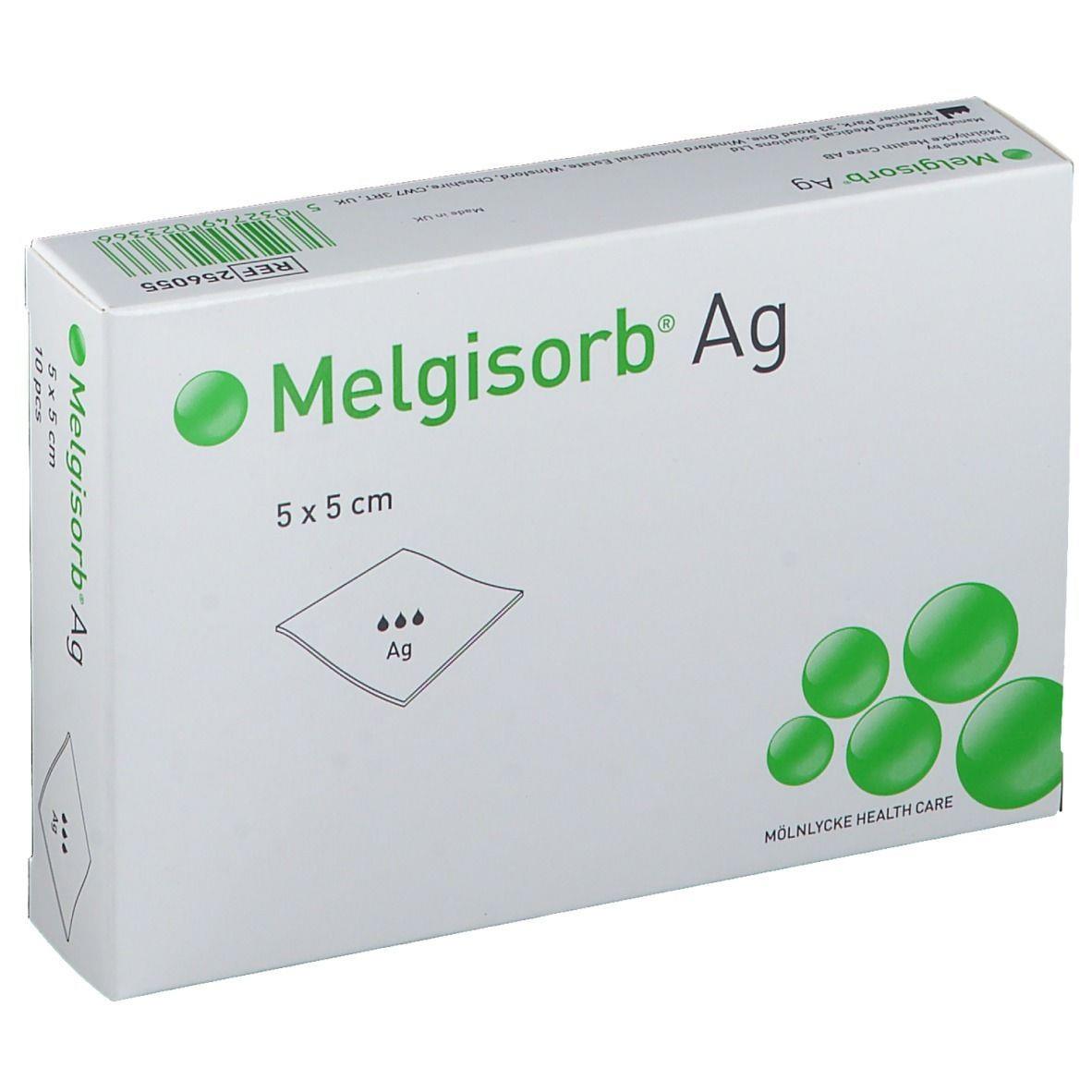 Mölnlycke Health Care AB Melgisorb AG 5x5cm PK 10 antimikrobieller Alginatverband