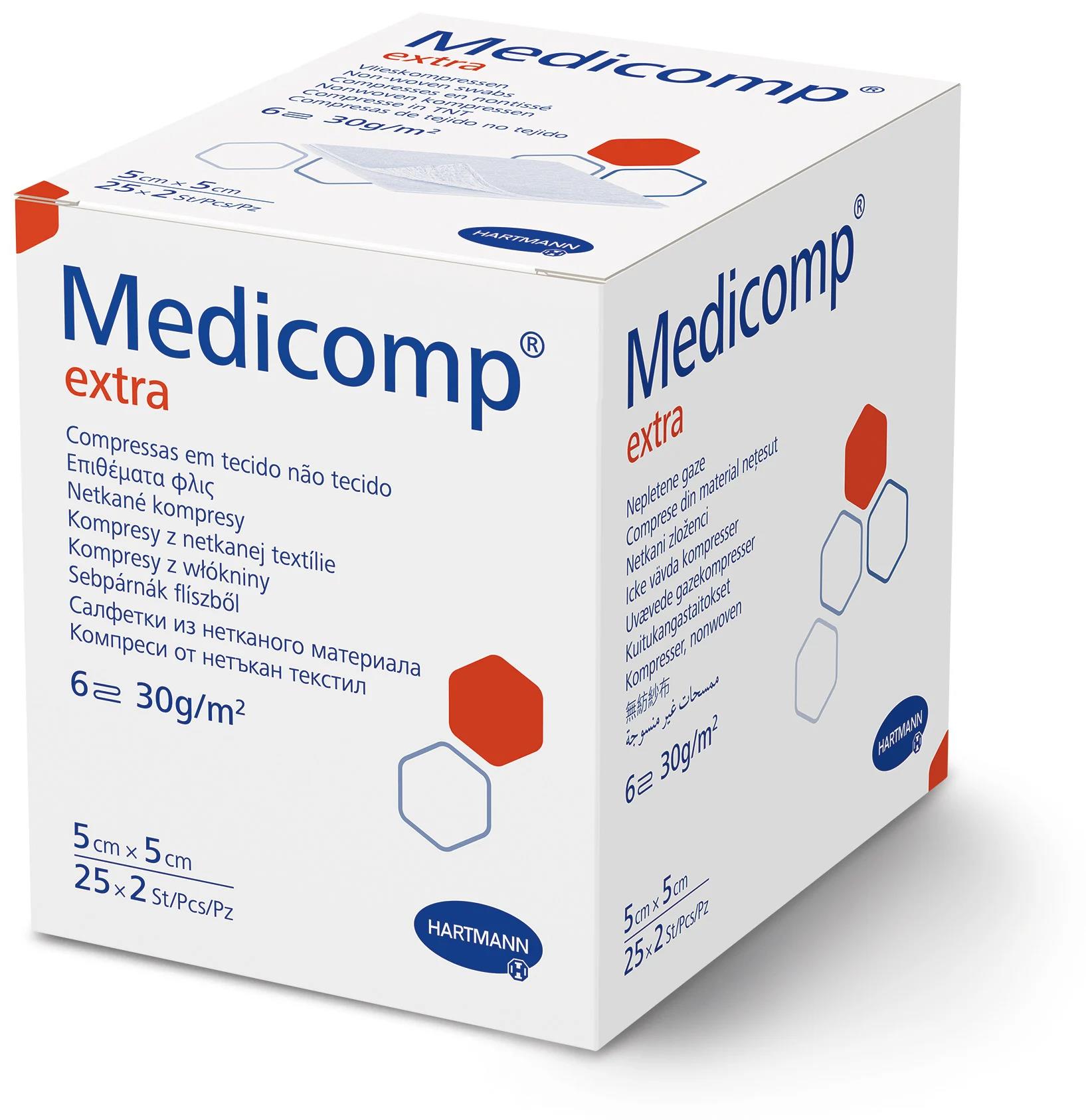 Medicomp extra 10 x 10cm 6-f. steril AP 25x2 Vliesstoffkompressen
