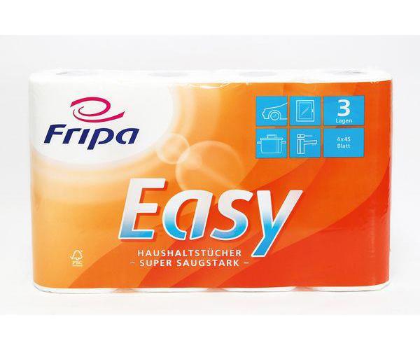 Fripa Easy Küchenrollen hochweiß AP 6x4 Rll. à 45 Bl. 23x21,5cm, 3-lg.