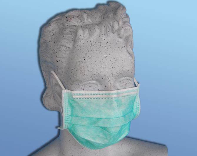 Gesichtsmaske mit Nasenbügel PK 50 grün mit Gummischlaufen