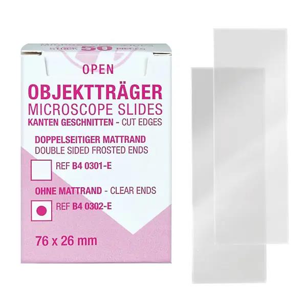 servoprax GmbH Mediware ECO-Objektträger 76x26mm PK 50 m. doppeltem Mattrand, halbweiß
