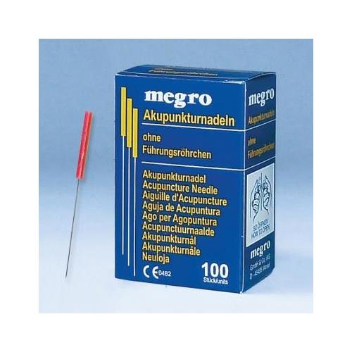 Megro Akupunkturnadeln TypA3 0,3x30mm AP 100 orange mit Kunststoffgriff, o.F.