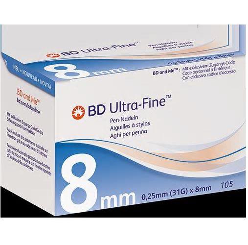 BD Ultra-Fine Pen-Nadel AP 105 31G 0,25x8mm