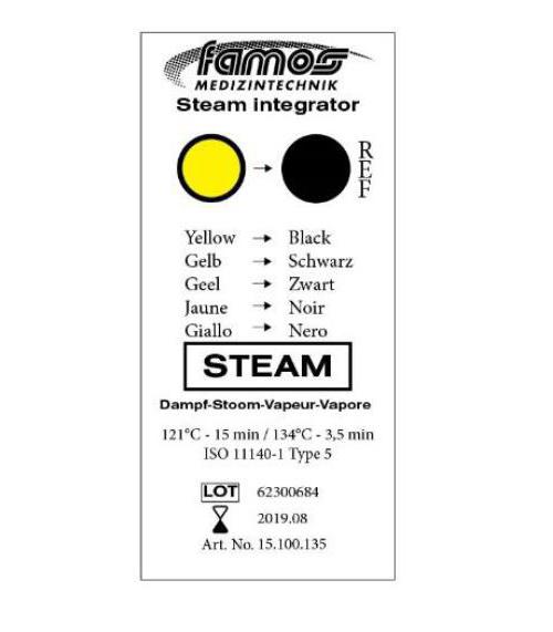 FAMOS MEDIZINTECHNIK Dampf Integrator für 134°C/3,5Min AP 250 chemi. Integratoren in Papier