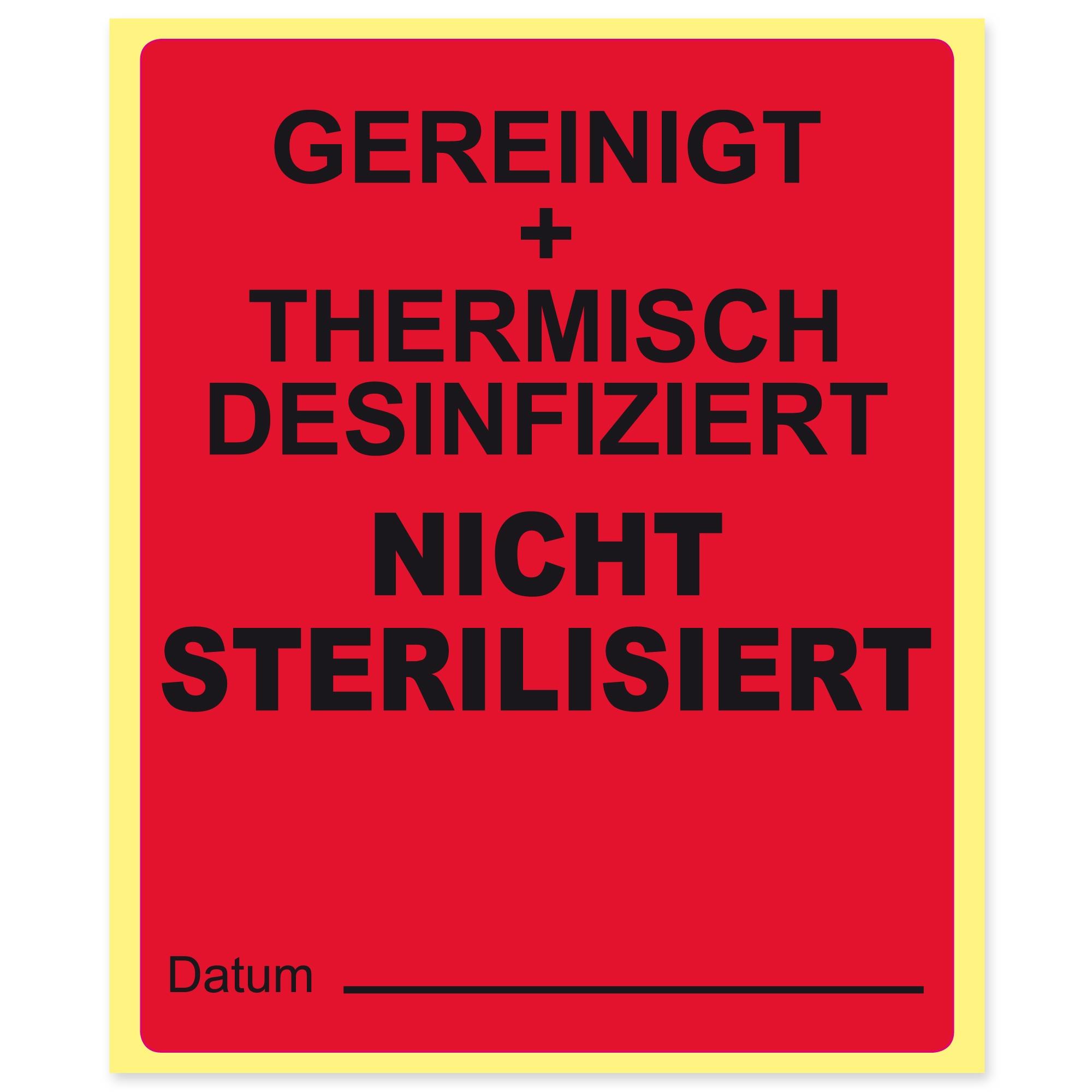 Infoetikett "gereinigt + thermisch des- Rolle á 1000 St. infiziert nicht sterlisiert"
