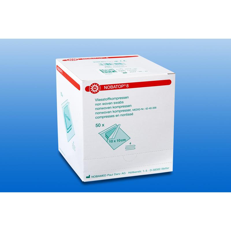 Nobatop 8 10,0cmx10,0cm 4-fach AP 100 unsteril, Vliesstoffkompr.