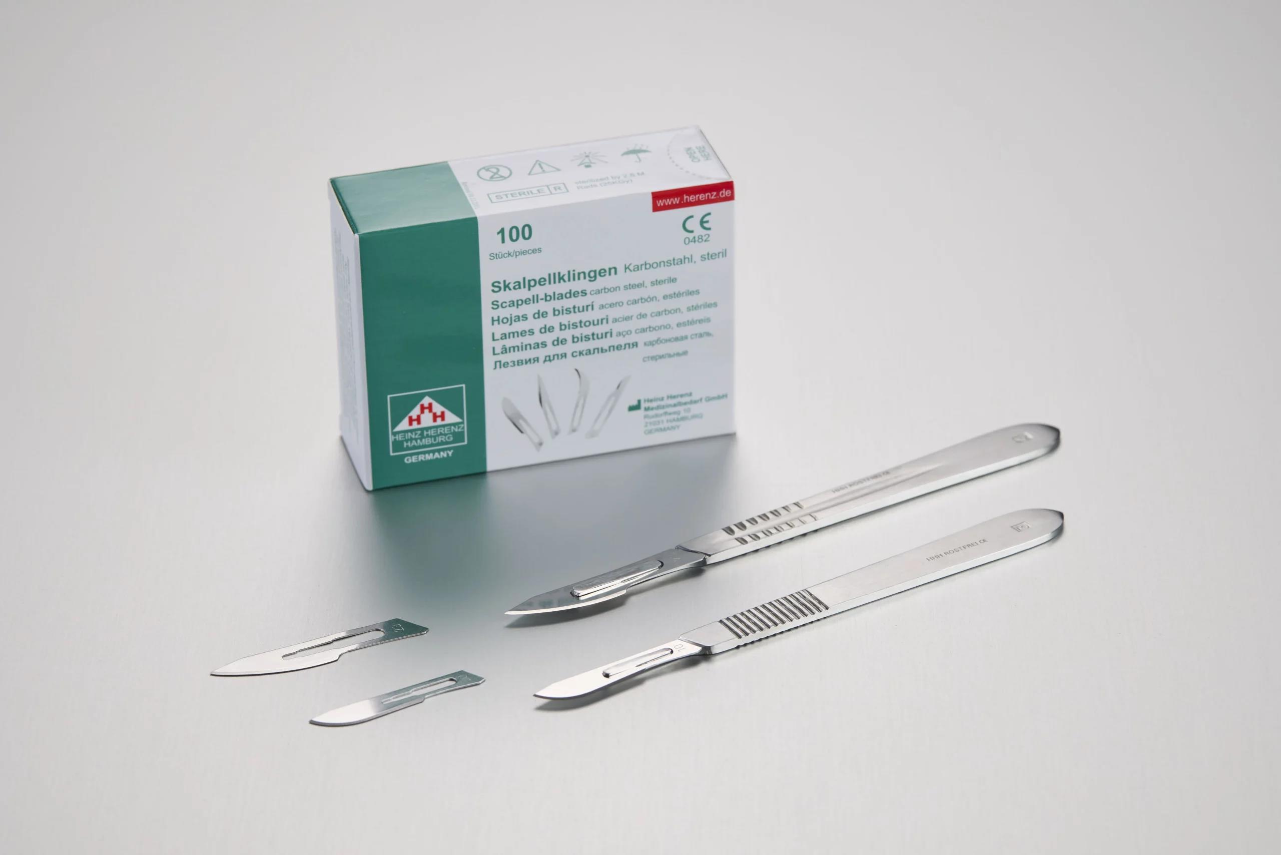 HERENZ HEINZ Heinz Herenz Sklapell-Klingen Nr.15 PK 100 einzeln steril, Karbon-Stahl