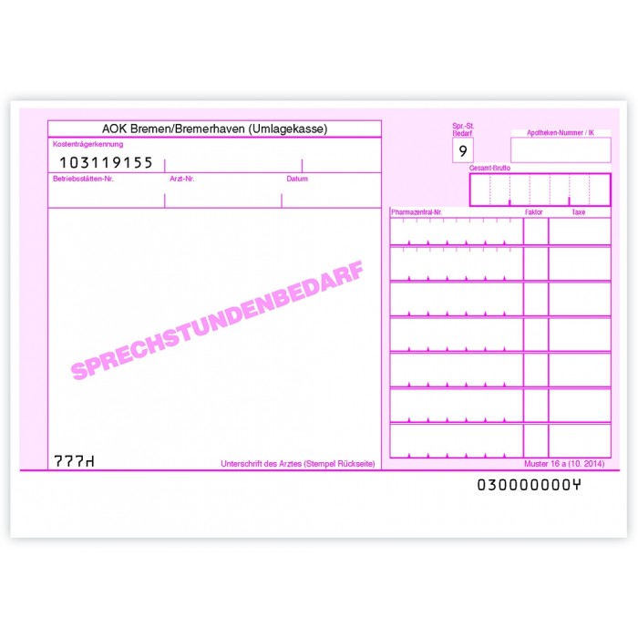 Sprechstundenbedarf-Rezepte Bremen