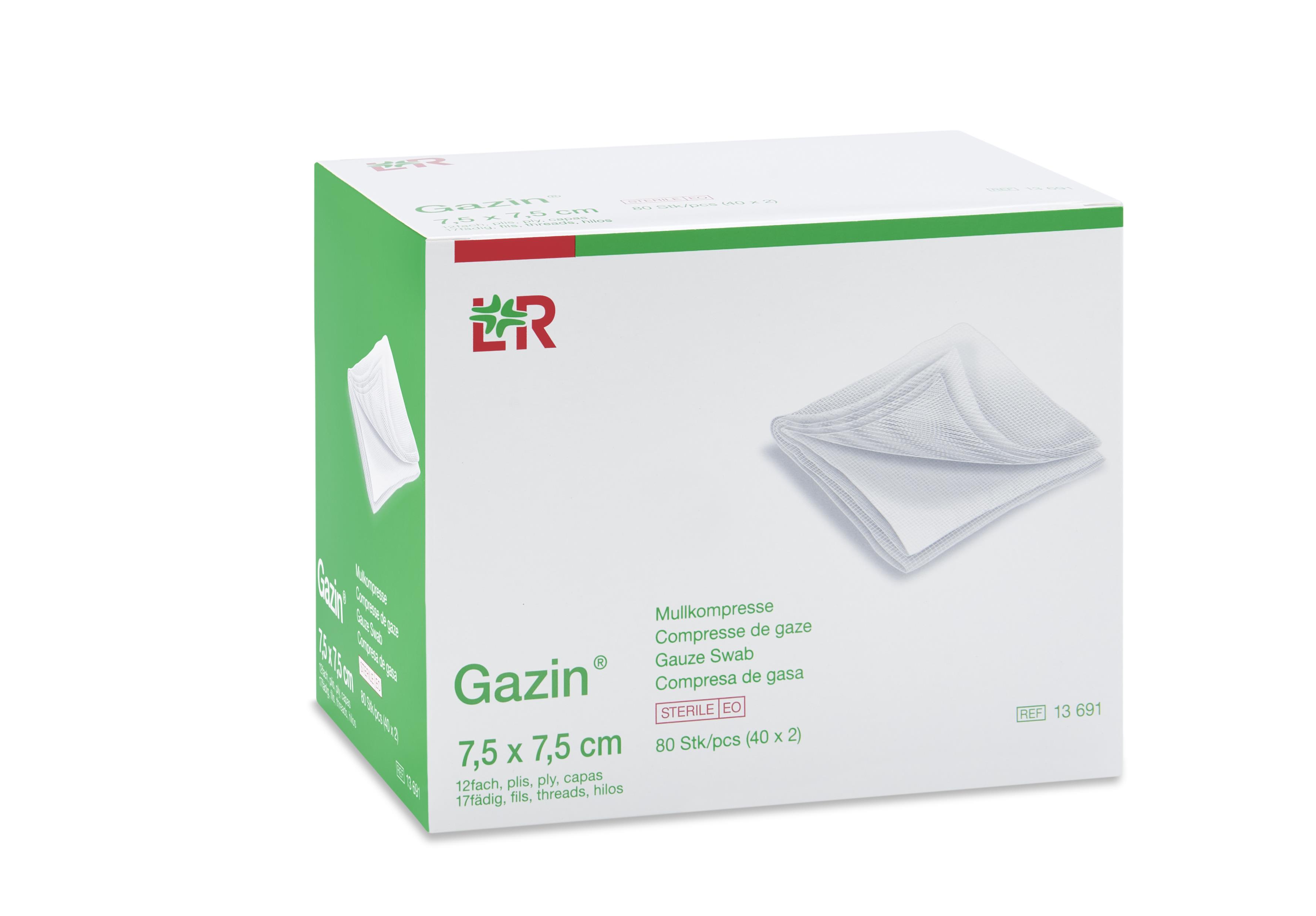 Lohmann & Rauscher International GmbH & Co. KG Gazin Mullkompresse steril, 7,5x7,5cm, 12f, 17fdg, 40x2 Stk - Bild 2