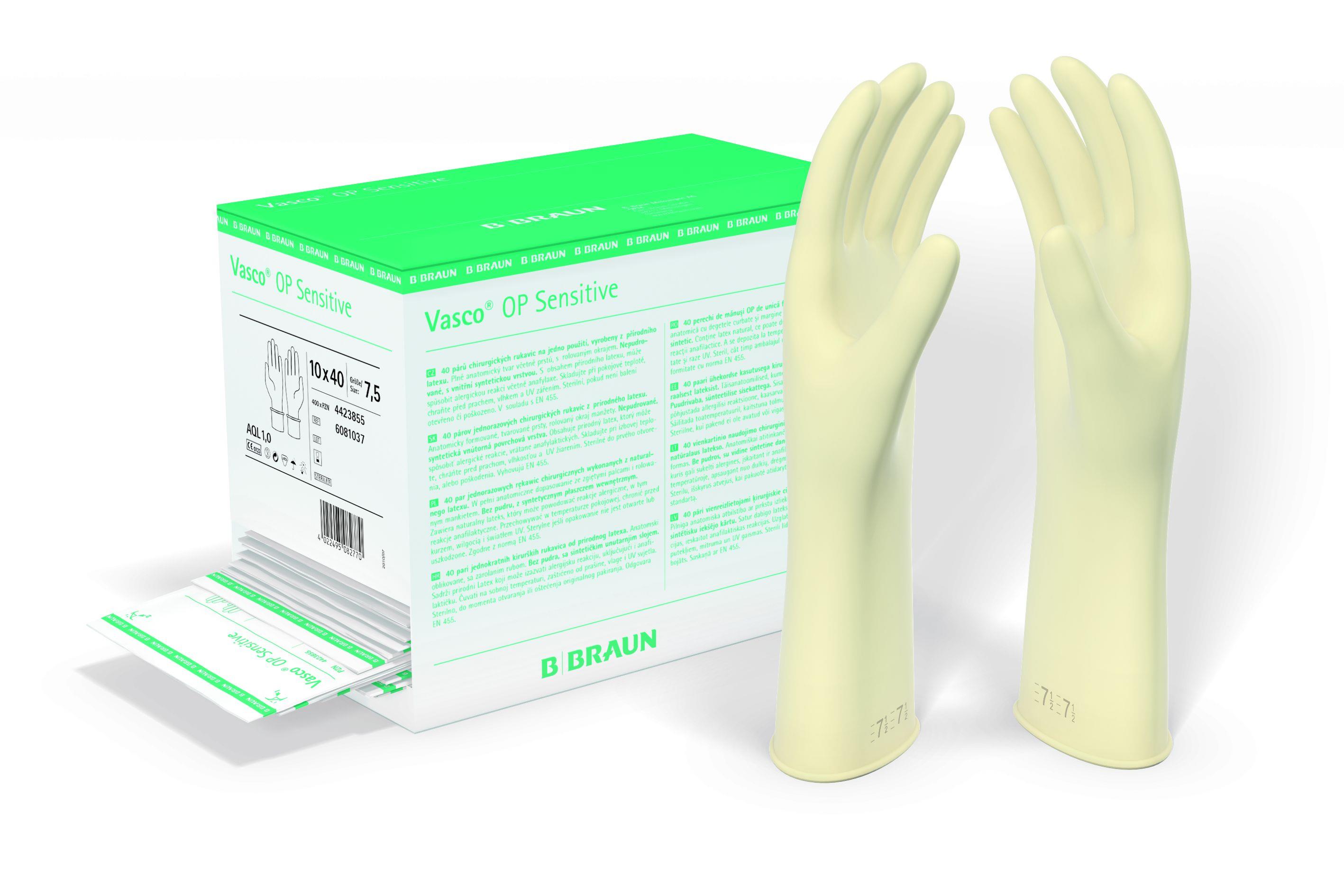 B. Braun Melsungen AG Vasco OP Sensitive Gr.7,5 AP 40 Paar, puderfrei Naturlatex