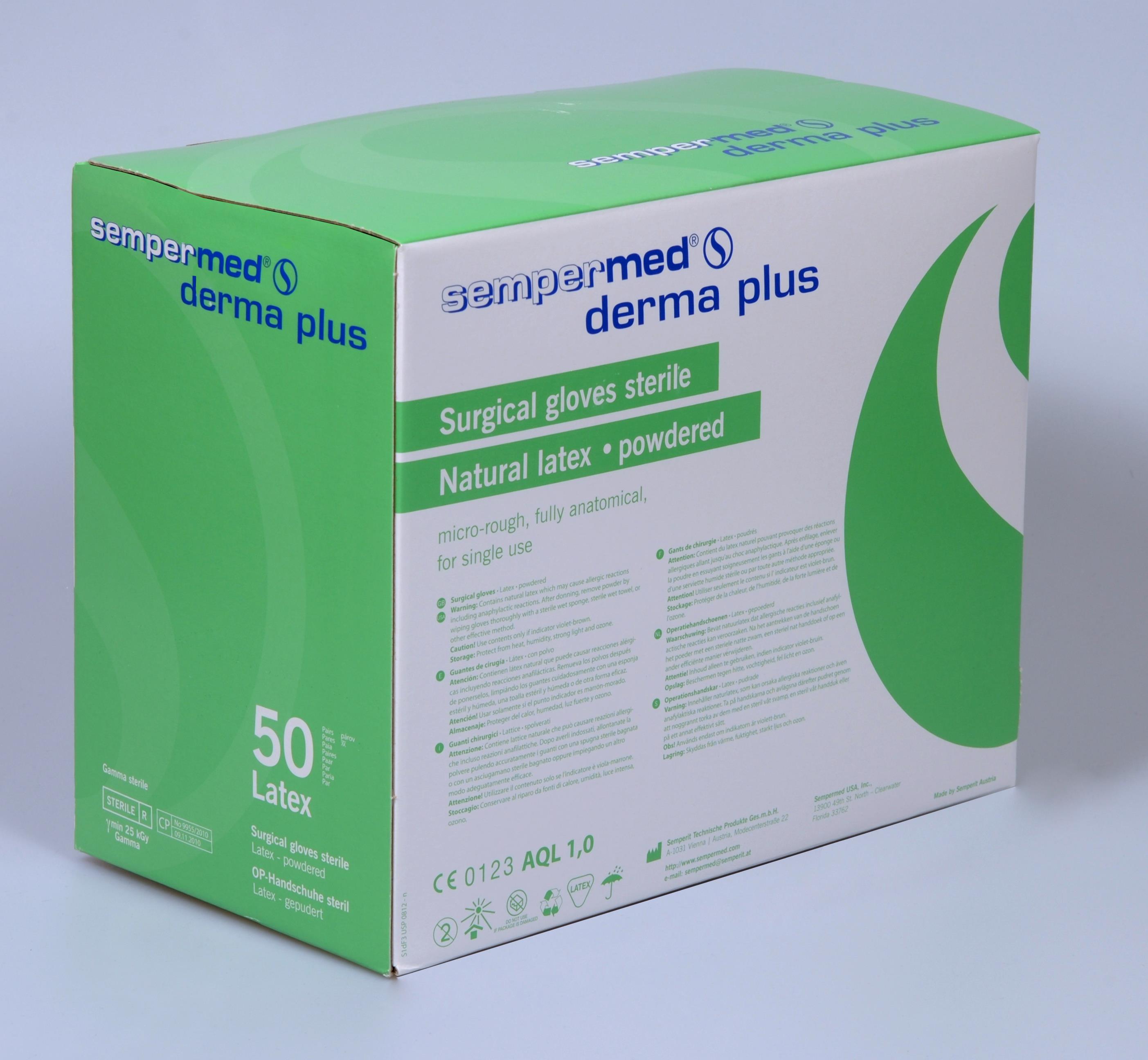 Sempermed Derma Plus OP-Handschuh Natur- latex gep, weiß, Gr.6, steril, 50 Paar