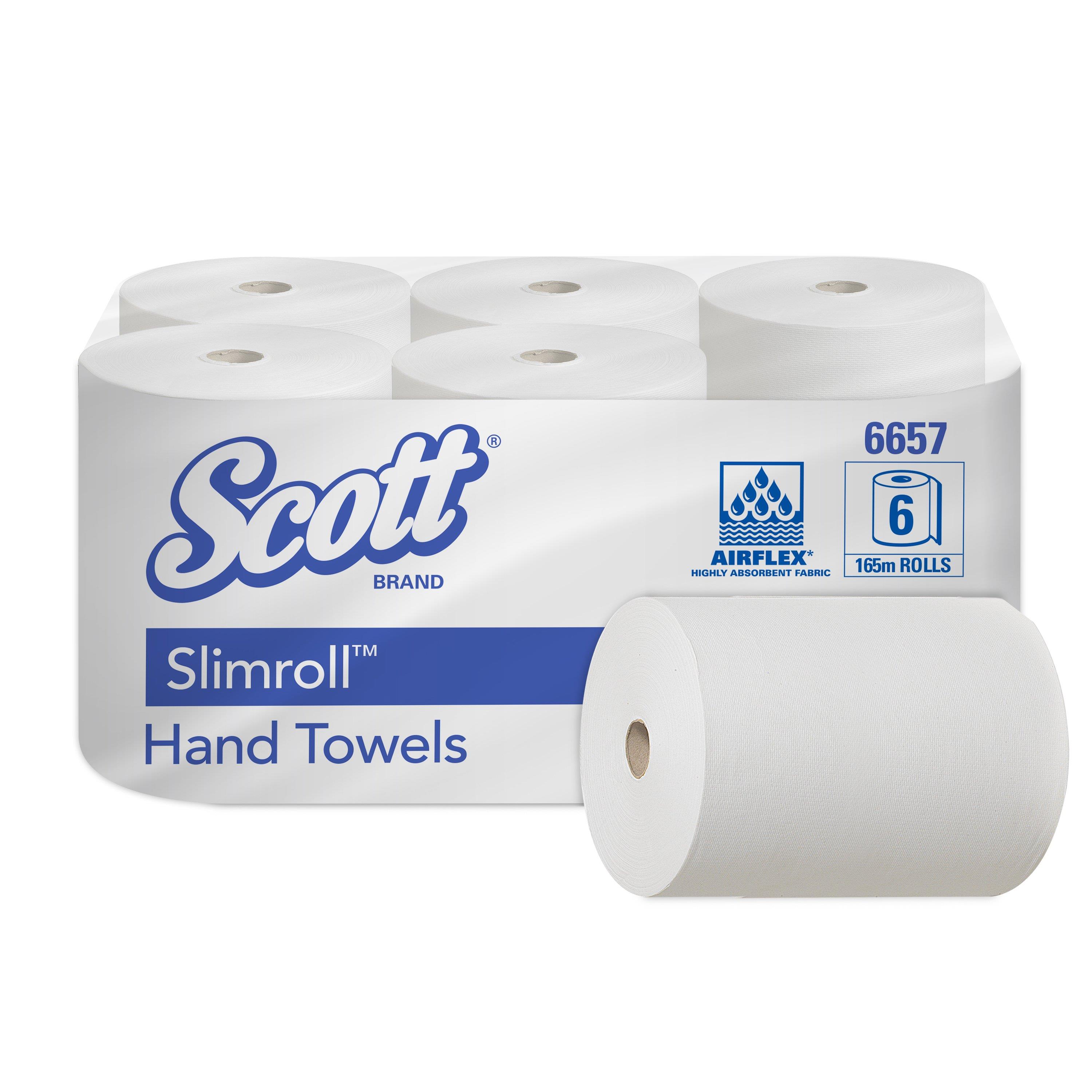 KIMBERLY-CLARK GMBH Scott Slimroll Handtücher weiß, Rolle AP 6, 19,8cm x 165m, Airflex