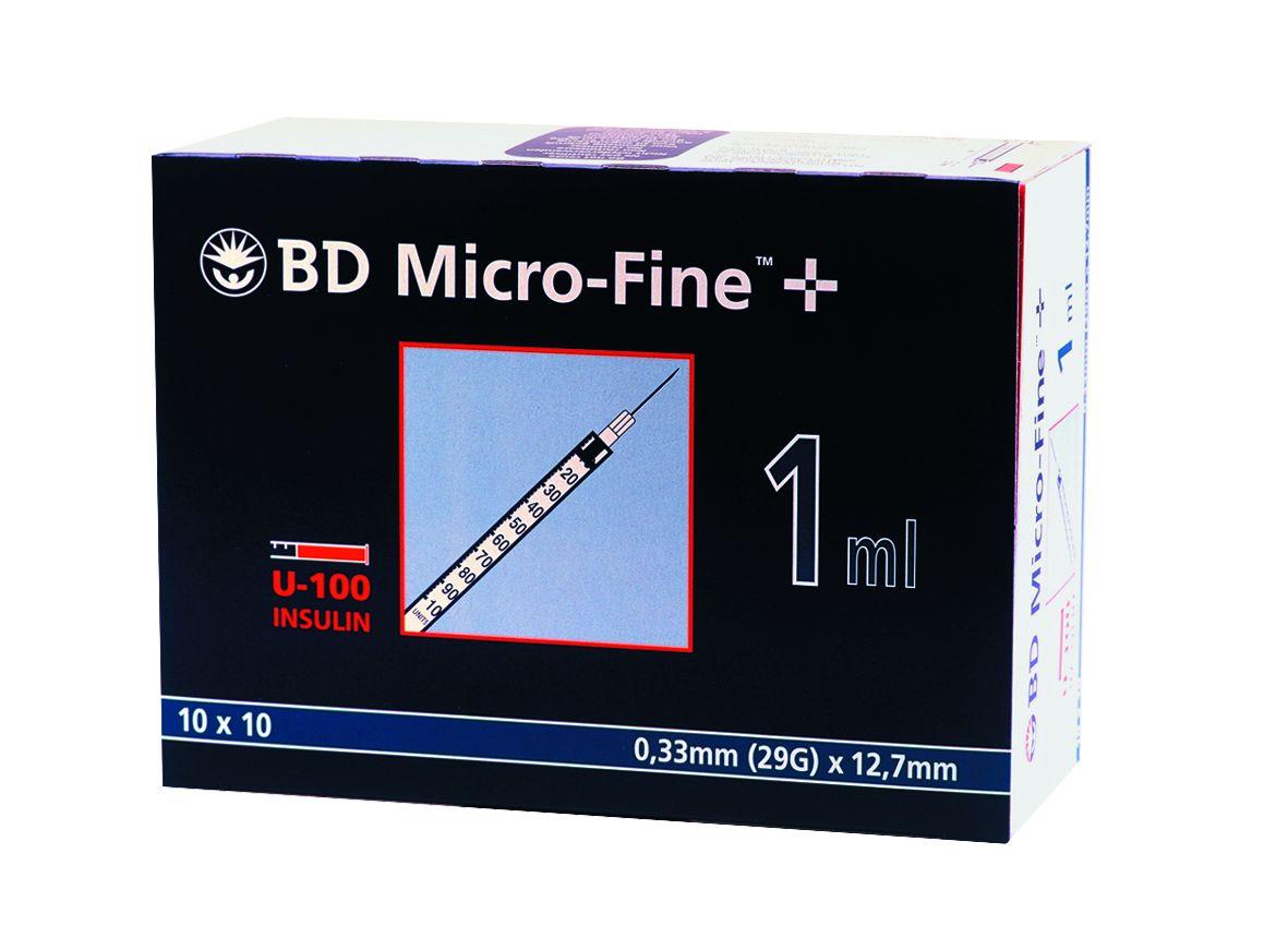 BD Micro-Fine+Insulinspritzen U100 AP 100 1ml 100 I.E., 29G 0,33x12,7mm