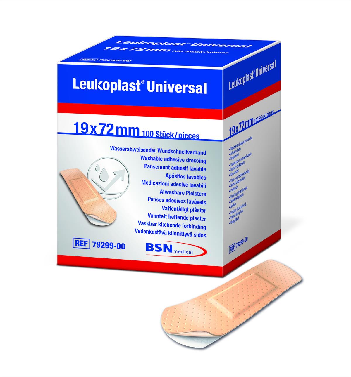 BSN medical GmbH Leukoplast Universal 1,9cm x 7,2cm AP 100 Water Resistant, Wundstrips