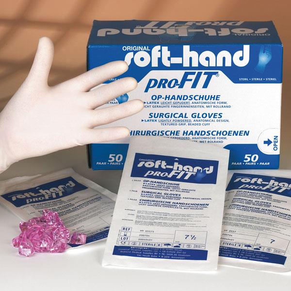 Soft-Hand Pro-Fit Latex OP-Handsch. AP 50 Paar Gr.7,5 gepudert