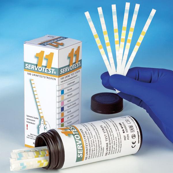servoprax GmbH Servotest 11 Urinteststreifen AP 100 Protein/Glucose/PH-Wert/Ascorbin