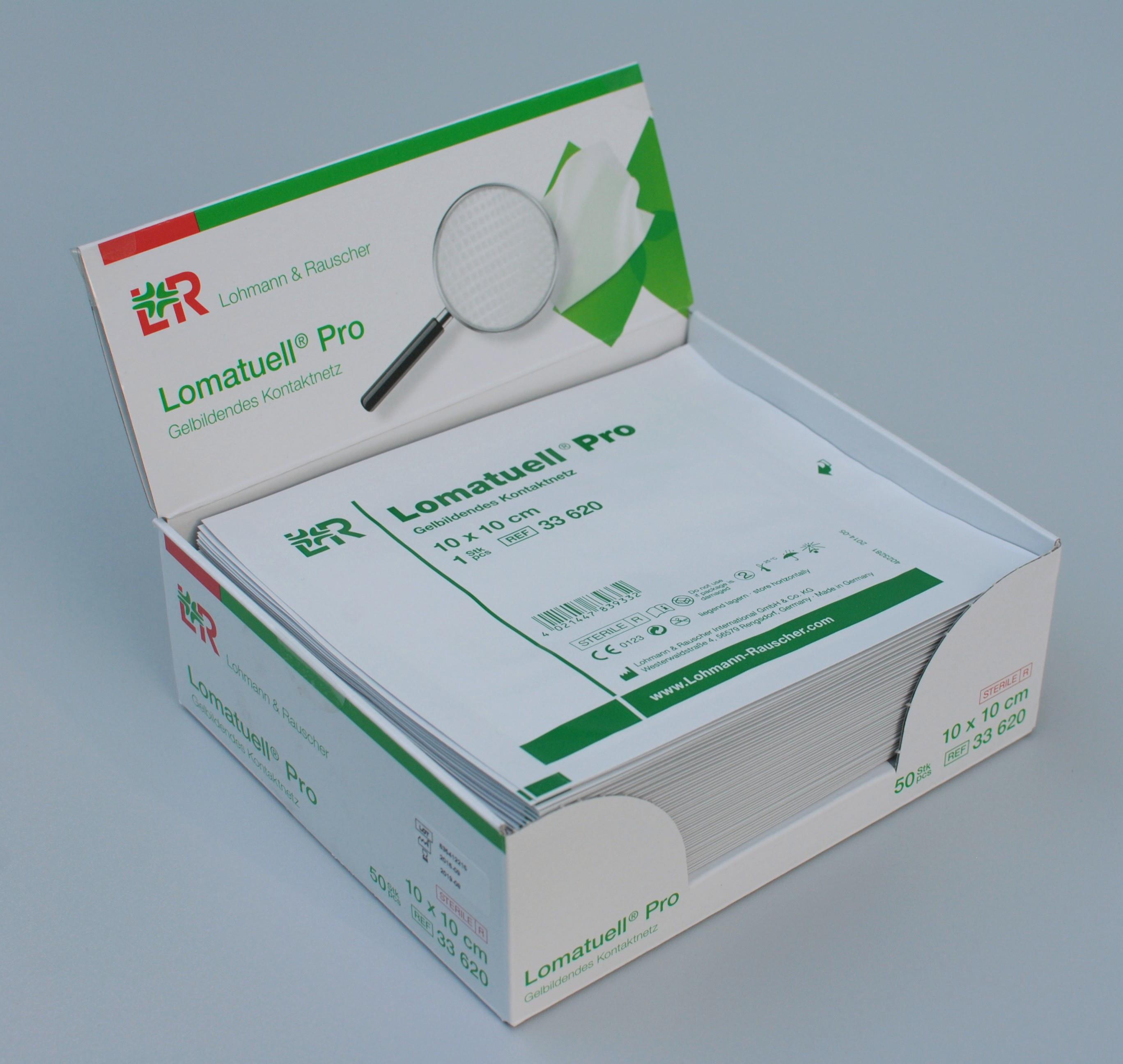 Lomatuell Pro gelbildendes Kontaktnetz steril, 10x10cm, 50 Stück