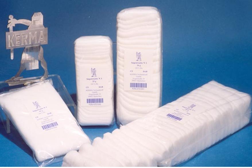 Augenwatte 100G in Folie zickzack