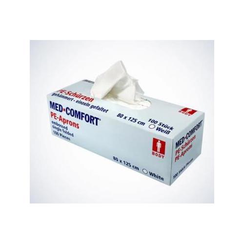 Med Comfort PE-Schürze light in der Box AP 100 weiß, 80x125cm